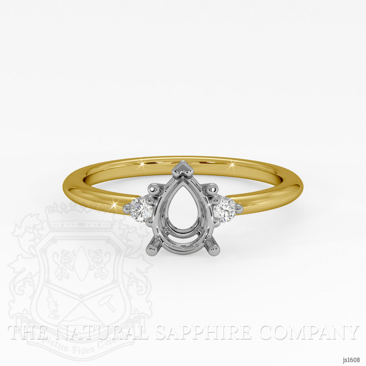 14K White & Yellow Three Stone Ring Setting