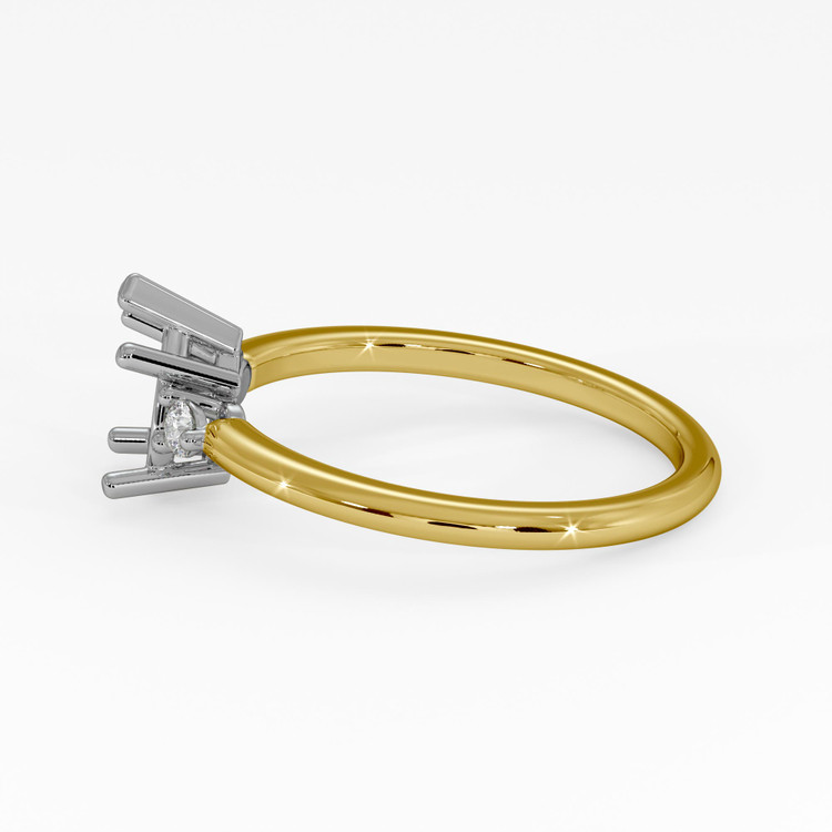 14K White & Yellow Three Stone Ring Setting