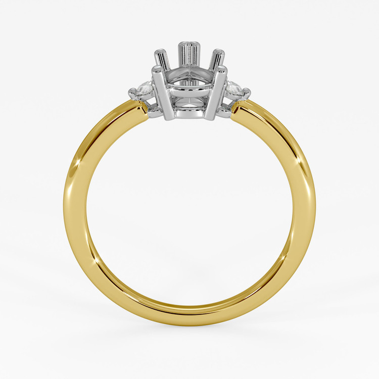 14K White & Yellow Three Stone Ring Setting