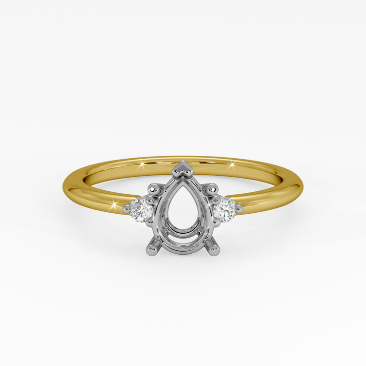 18K White & Yellow Three Stone Ring Setting