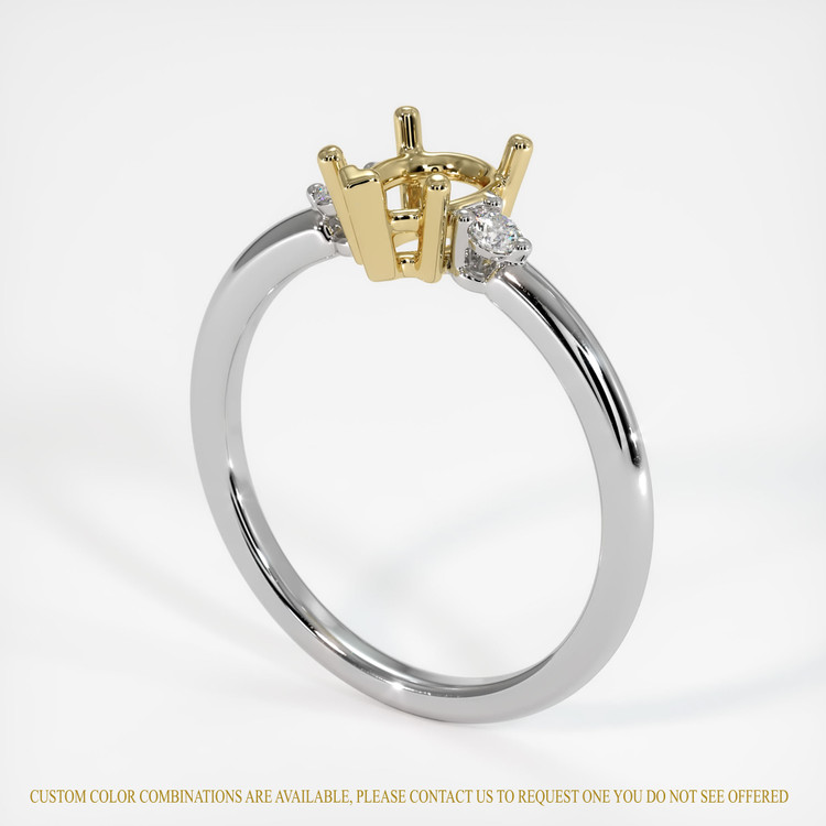 14K Yellow & White Three Stone Ring Setting