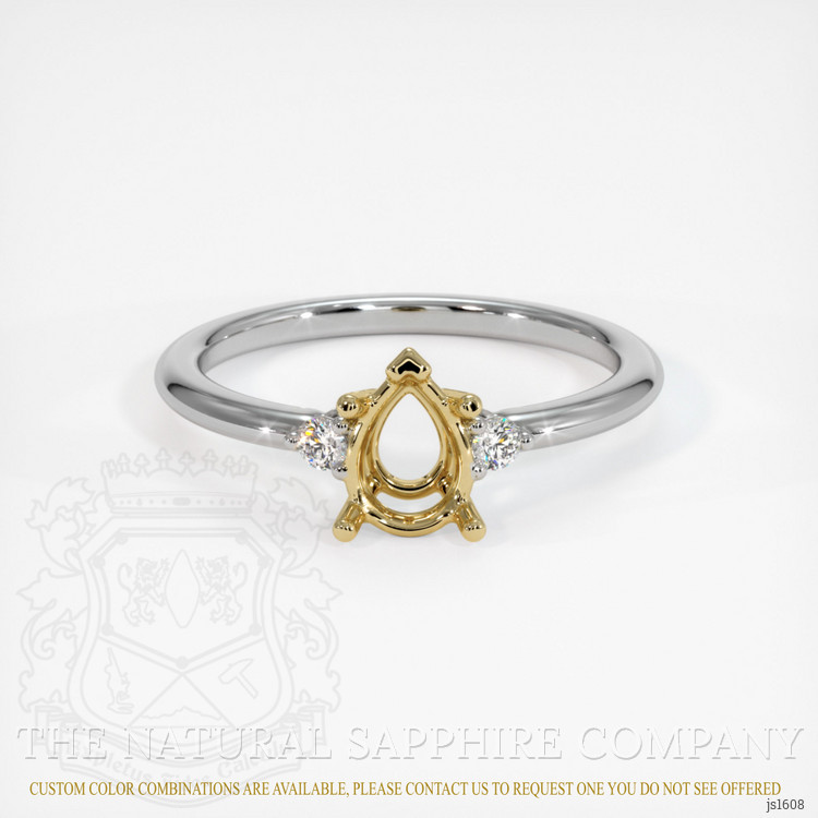 14K Yellow & White Three Stone Ring Setting