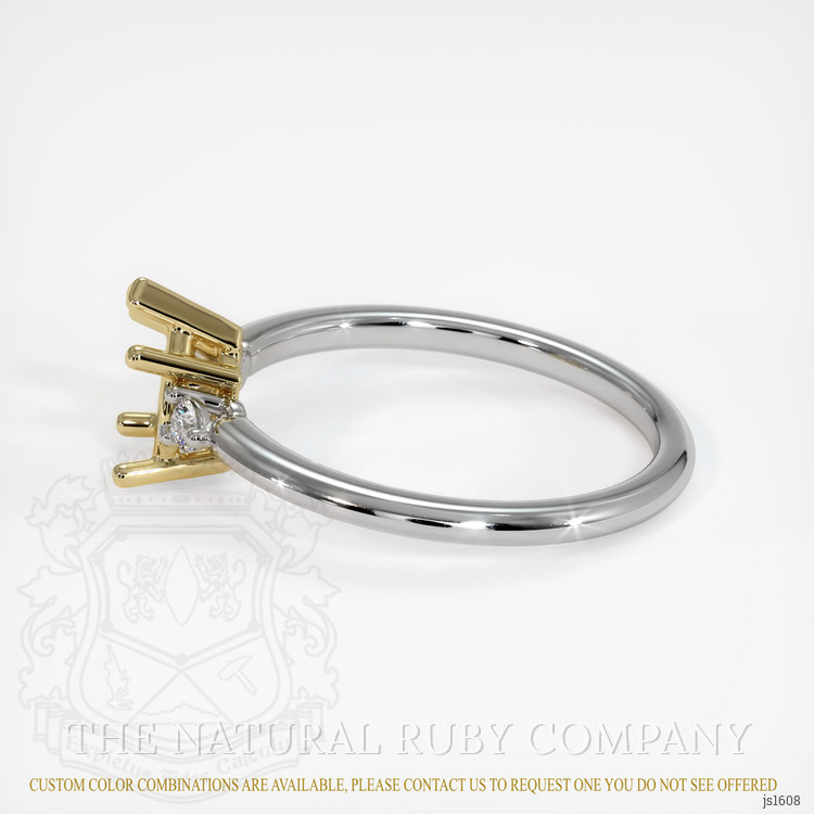 14K Yellow & White Three Stone Ring Setting