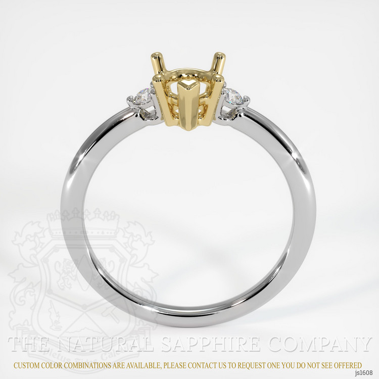 14K Yellow & White Three Stone Ring Setting