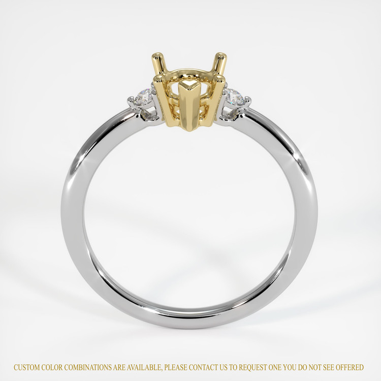 14K Yellow & White Three Stone Ring Setting