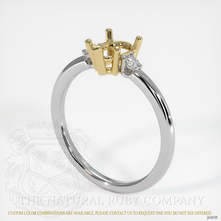 18K Yellow & White Three Stone Ring Setting