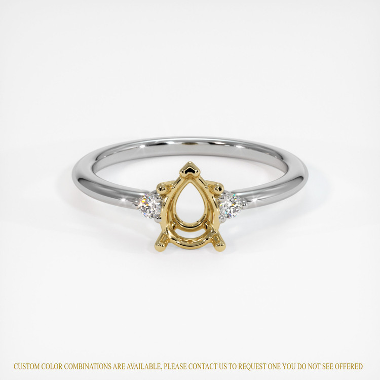 18K Yellow & White Three Stone Ring Setting