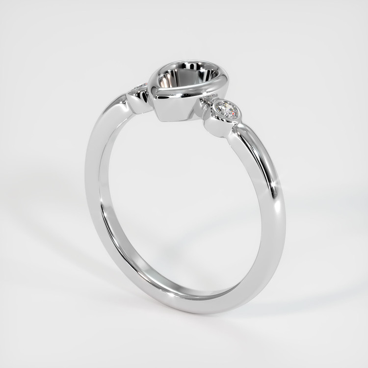 14K White Gold Three Stone Ring Setting