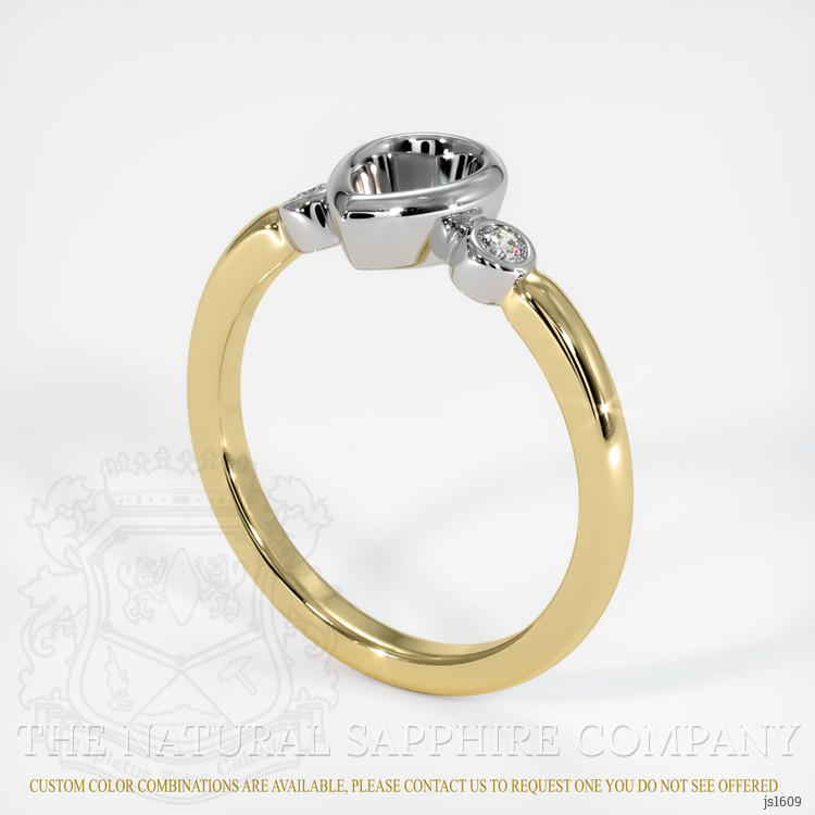 14K White & Yellow Three Stone Ring Setting
