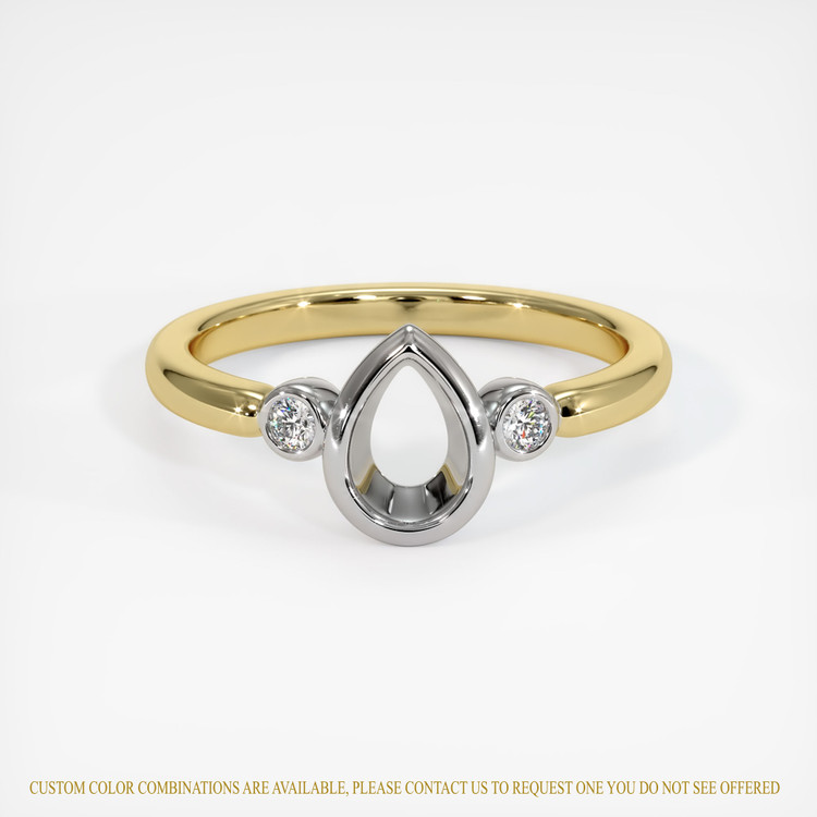 14K White & Yellow Three Stone Ring Setting