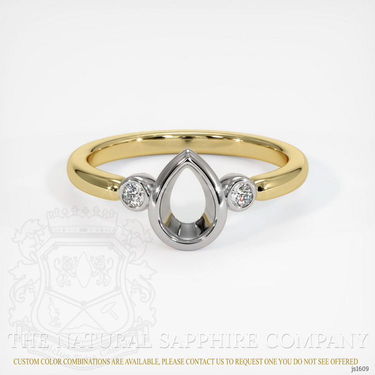 14K White & Yellow Three Stone Ring Setting