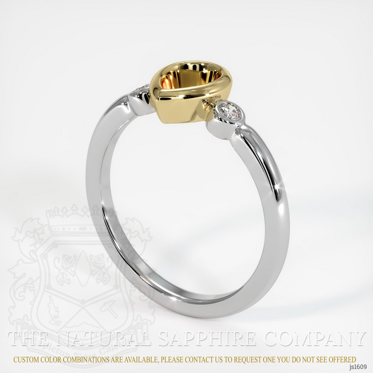 14K Yellow & White Three Stone Ring Setting