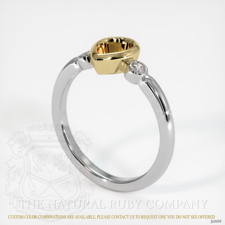 14K Yellow & White Three Stone Ring Setting