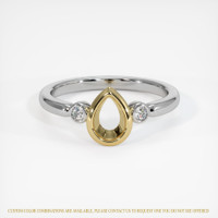 14K Yellow & White Three Stone Ring Setting Image