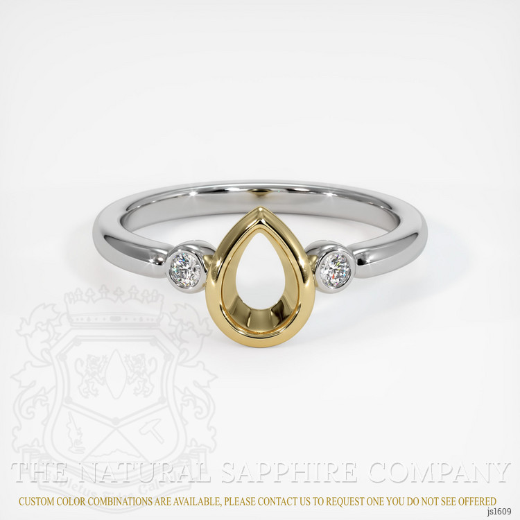 14K Yellow & White Three Stone Ring Setting