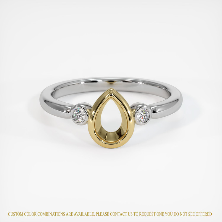 14K Yellow & White Three Stone Ring Setting