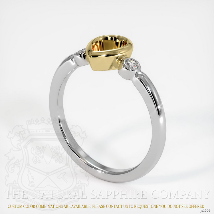 18K Yellow & White Three Stone Ring Setting