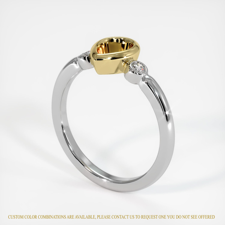 18K Yellow & White Three Stone Ring Setting