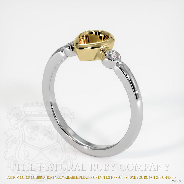 18K Yellow & White Three Stone Ring Setting
