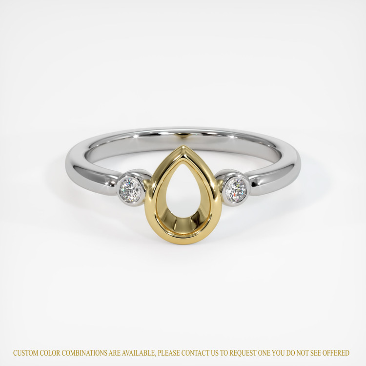 18K Yellow & White Three Stone Ring Setting
