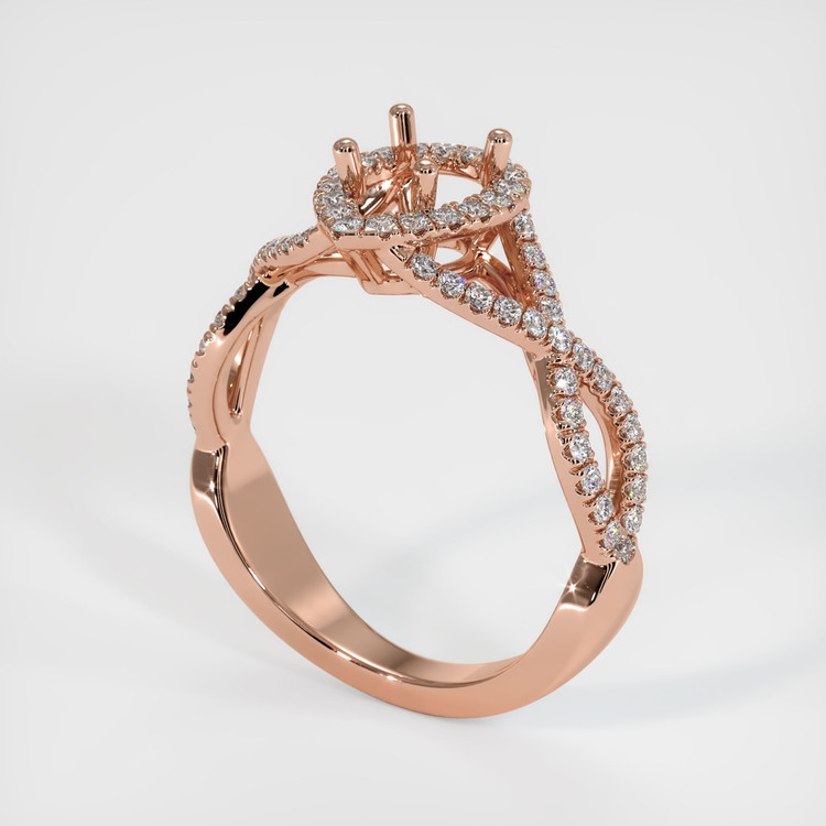 14K Rose Gold Pave Ring Setting