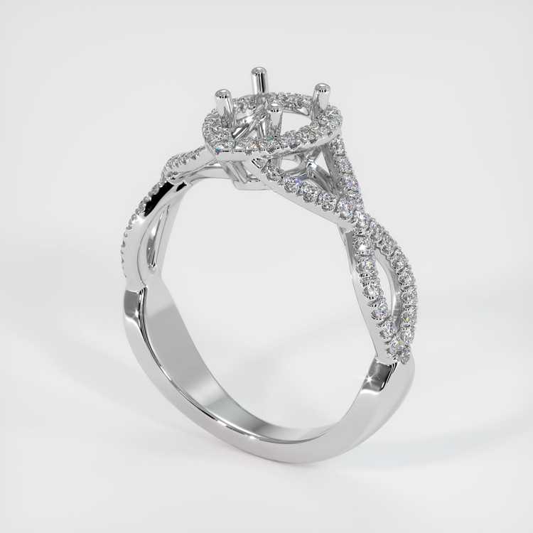 14K White Gold Pave Ring Setting