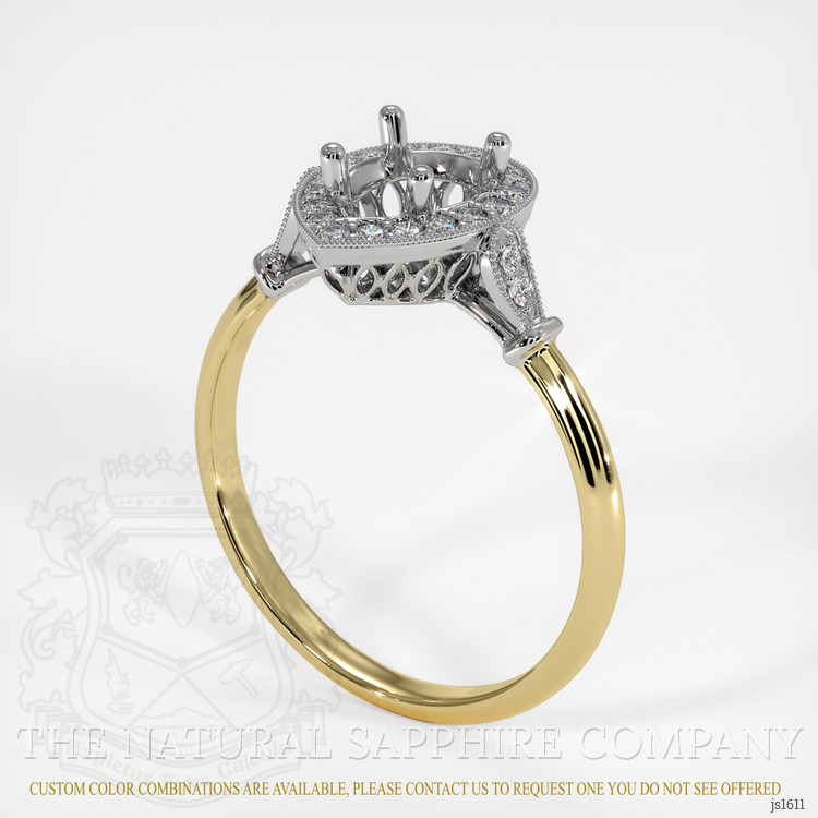 14K White & Yellow Antique Style Ring Setting