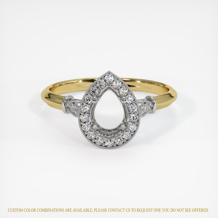 14K White & Yellow Antique Style Ring Setting