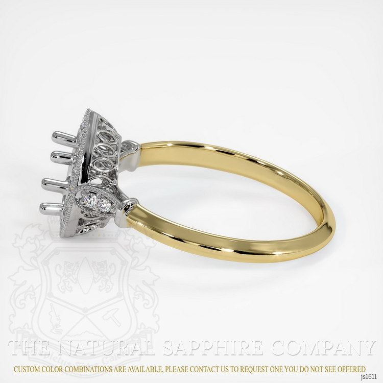 14K White & Yellow Antique Style Ring Setting