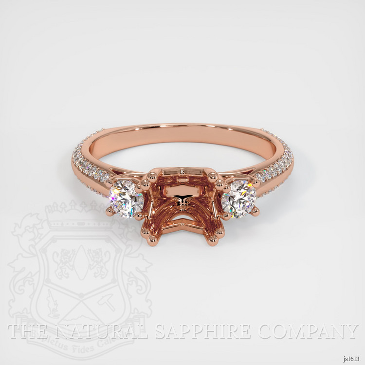 14K Rose Gold Three Stone Ring Setting