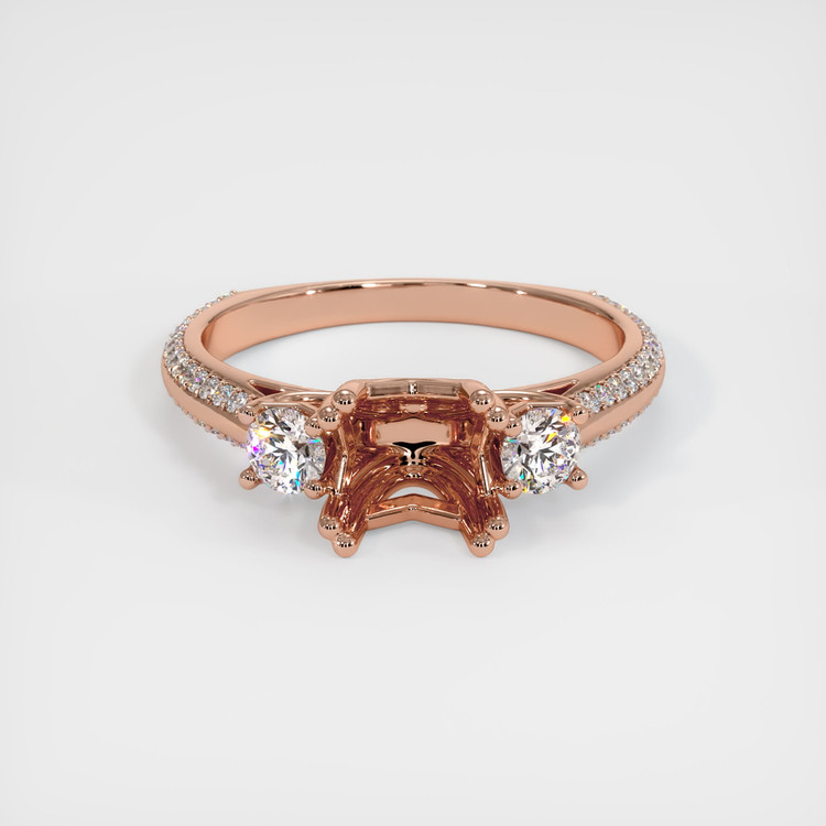 14K Rose Gold Pave Ring Setting