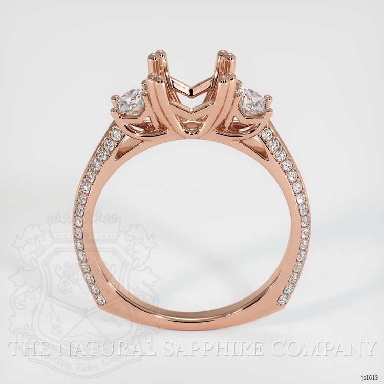 14K Rose Gold Three Stone Ring Setting