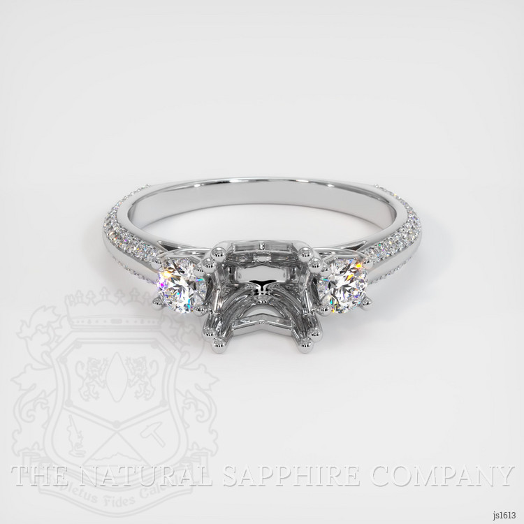 10K White Gold Three Stone Ring Setting