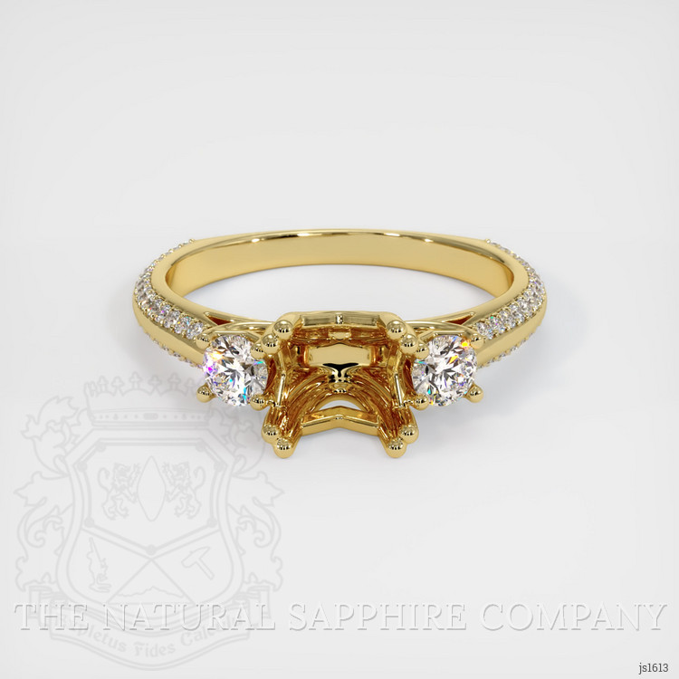 18K Yellow Gold Three Stone Ring Setting