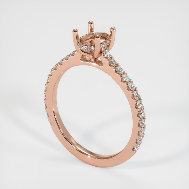 14K Rose Gold Pave Ring Setting