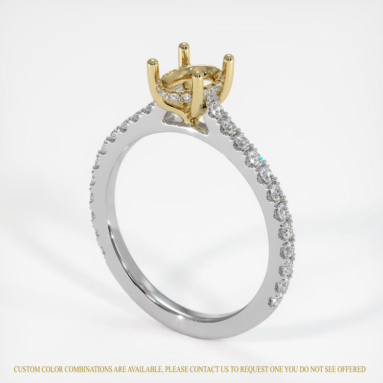 14K Yellow & White Pave Ring Setting
