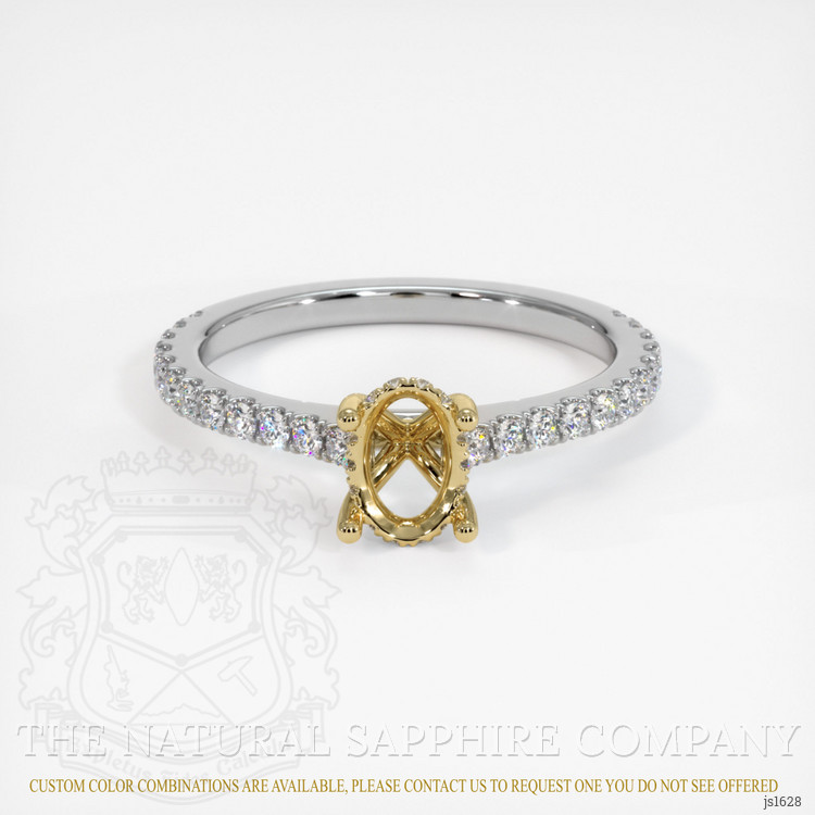 14K Yellow & White Pave Ring Setting