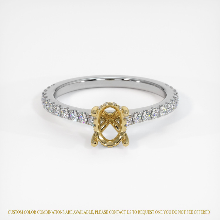 14K Yellow & White Pave Ring Setting