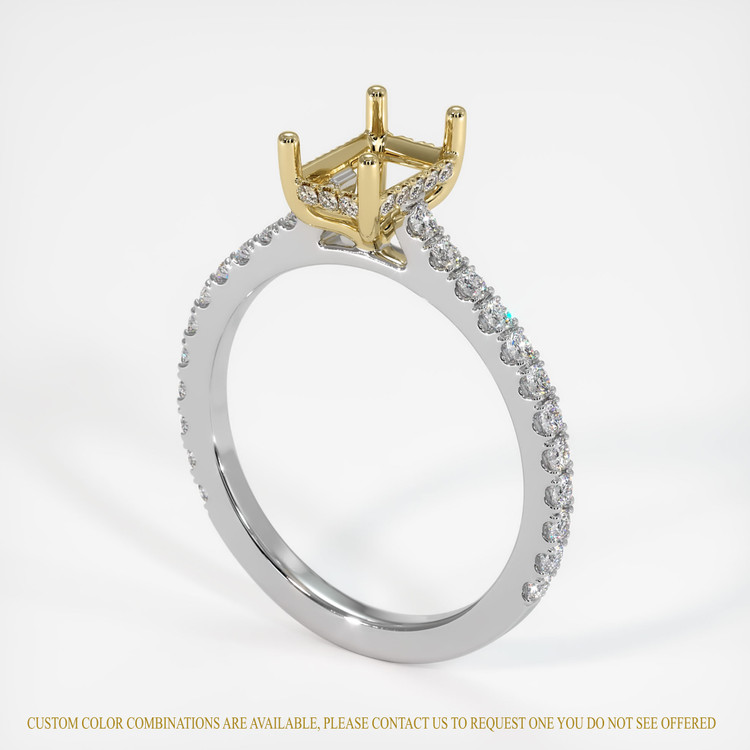 14K Yellow & White Pave Ring Setting