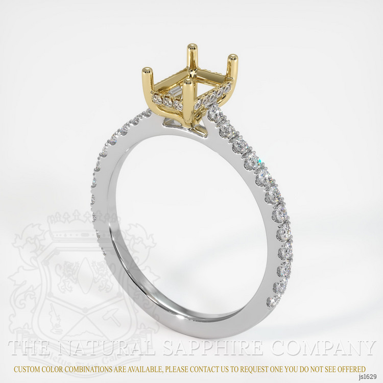 14K Yellow & White Pave Ring Setting