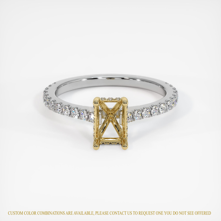 14K Yellow & White Pave Ring Setting