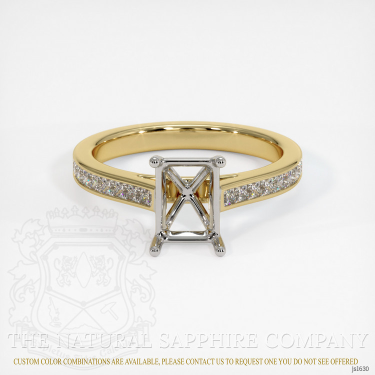 14K White & Yellow Accent Stones Ring Setting