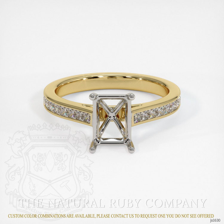 14K White & Yellow Accent Stones Ring Setting