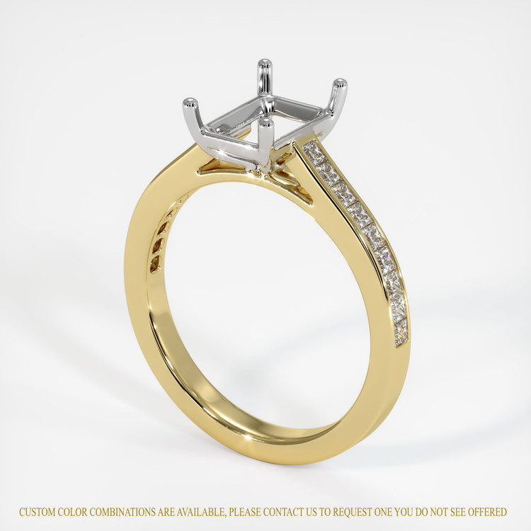 18K White & Yellow Accent Stones Ring Setting