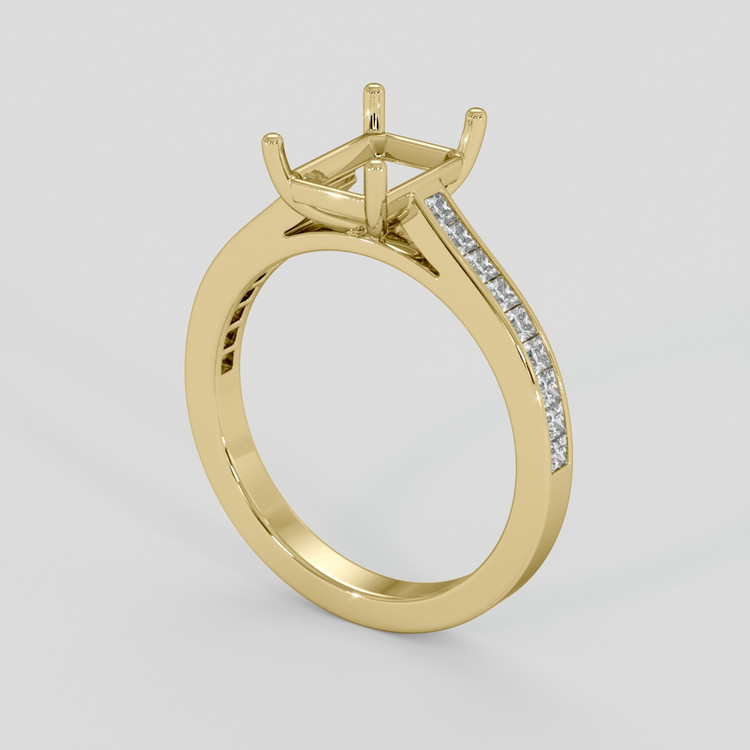 18K Yellow Gold Accent Stones Ring Setting