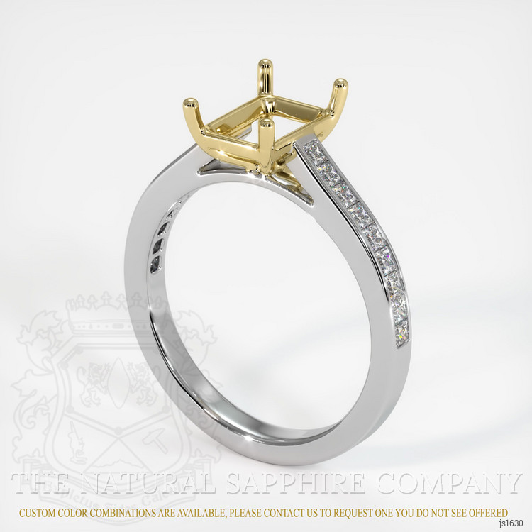 18K Yellow & White Accent Stones Ring Setting