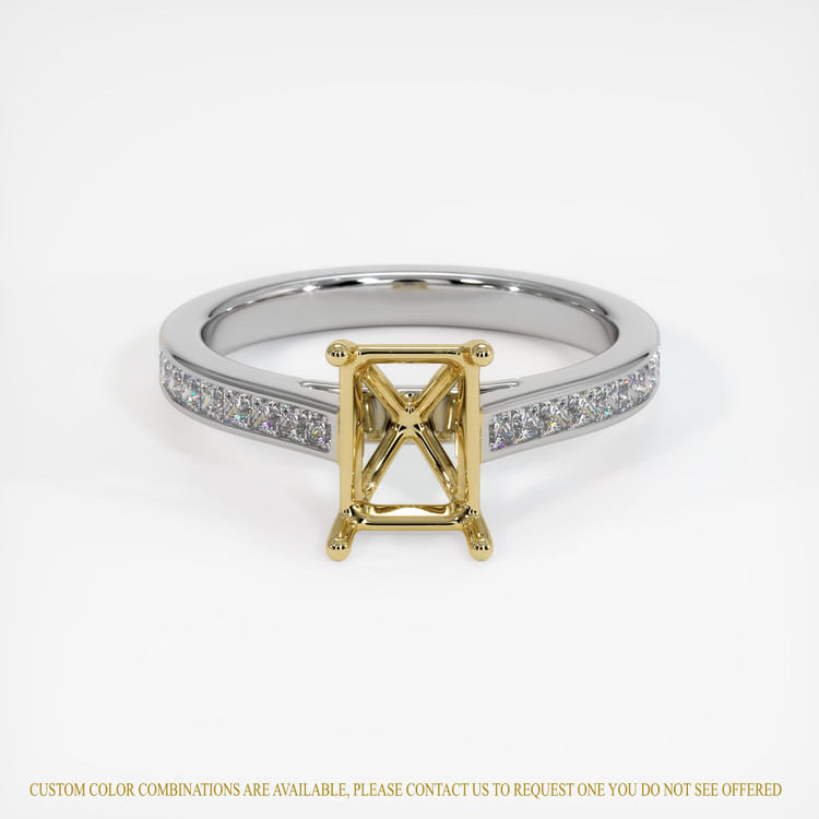 18K Yellow & White Accent Stones Ring Setting