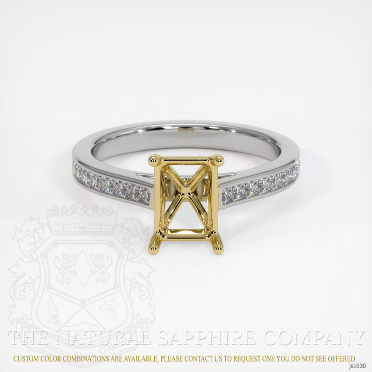 18K Yellow & White Accent Stones Ring Setting