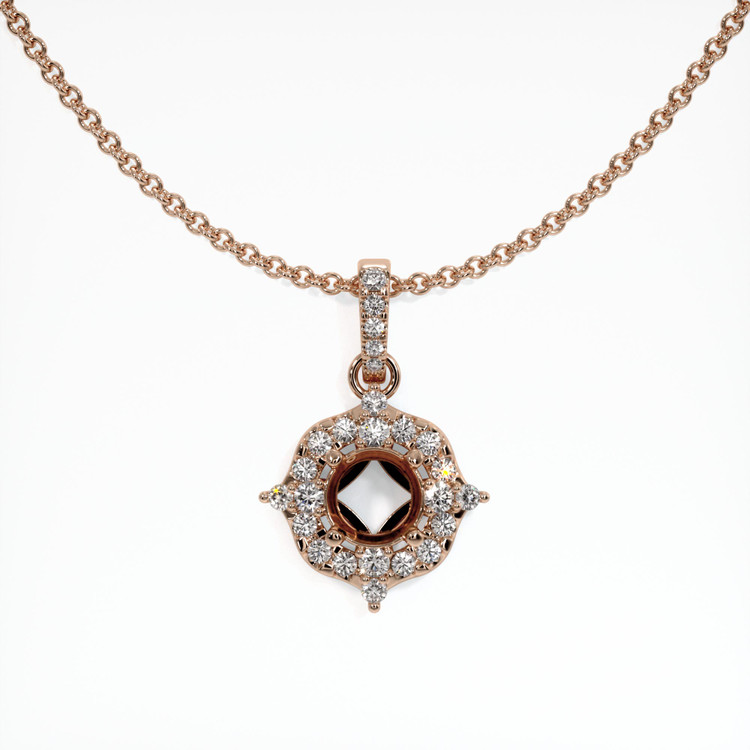 14K Rose Gold Pave Pendant Setting