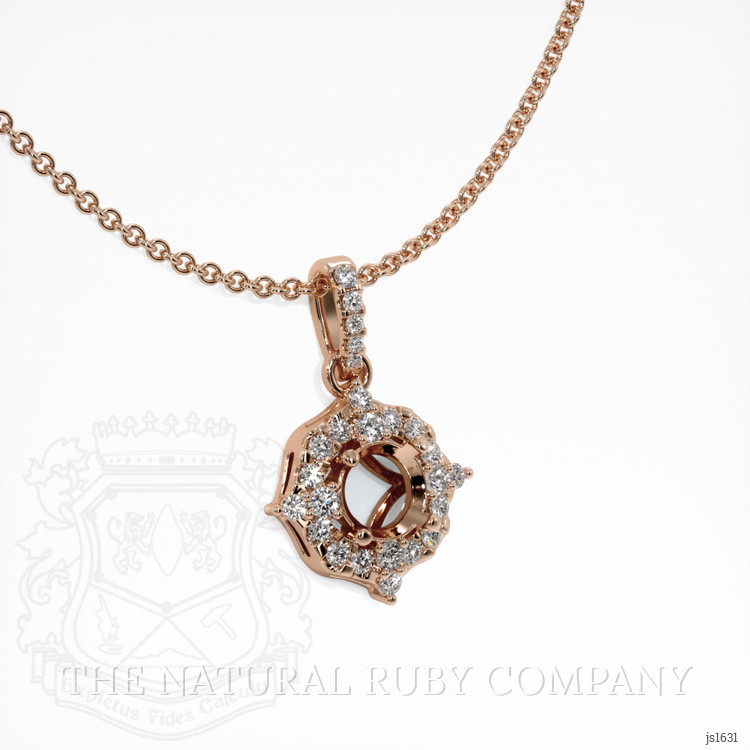14K Rose Gold Pave Pendant Setting